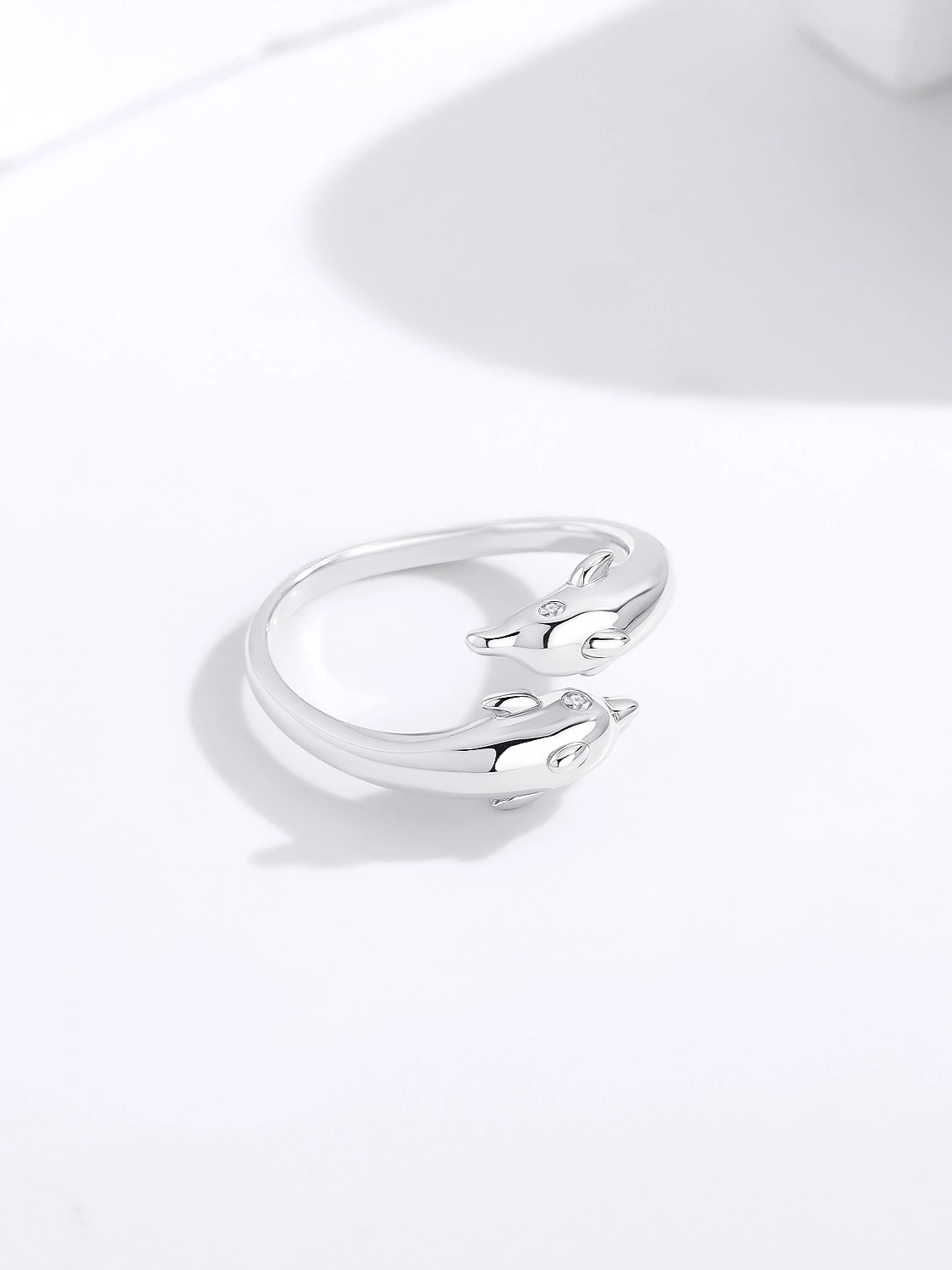 Twin Dolphin Embrace Ring