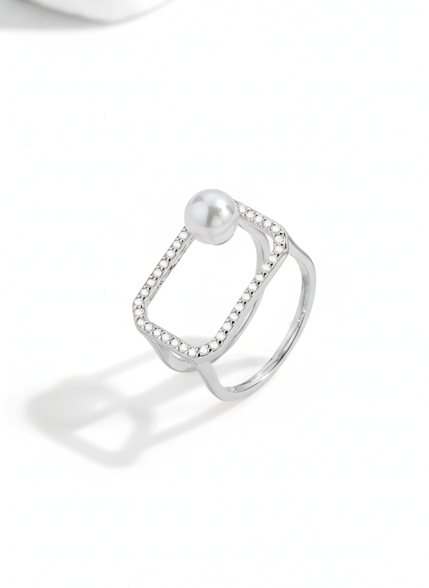 Orbit Pearl Frame Ring