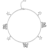 925 BIS hallmarked silver butterfly star charm anklet full view white background — Ross Jewells women's anklet India 925 BIS hallmarked silver butterfly star charm anklet full view white background — Ross Jewells women's anklet India