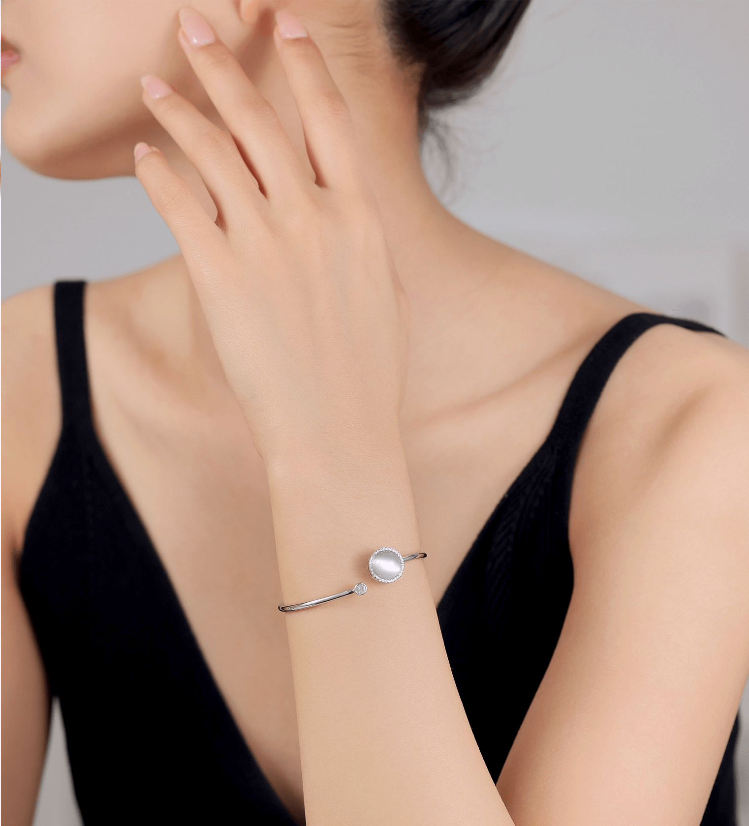 Aurora Shine sterling silver bracelet worn on Indian woman's wrist — premium daily wear jewellery Ross Jewells