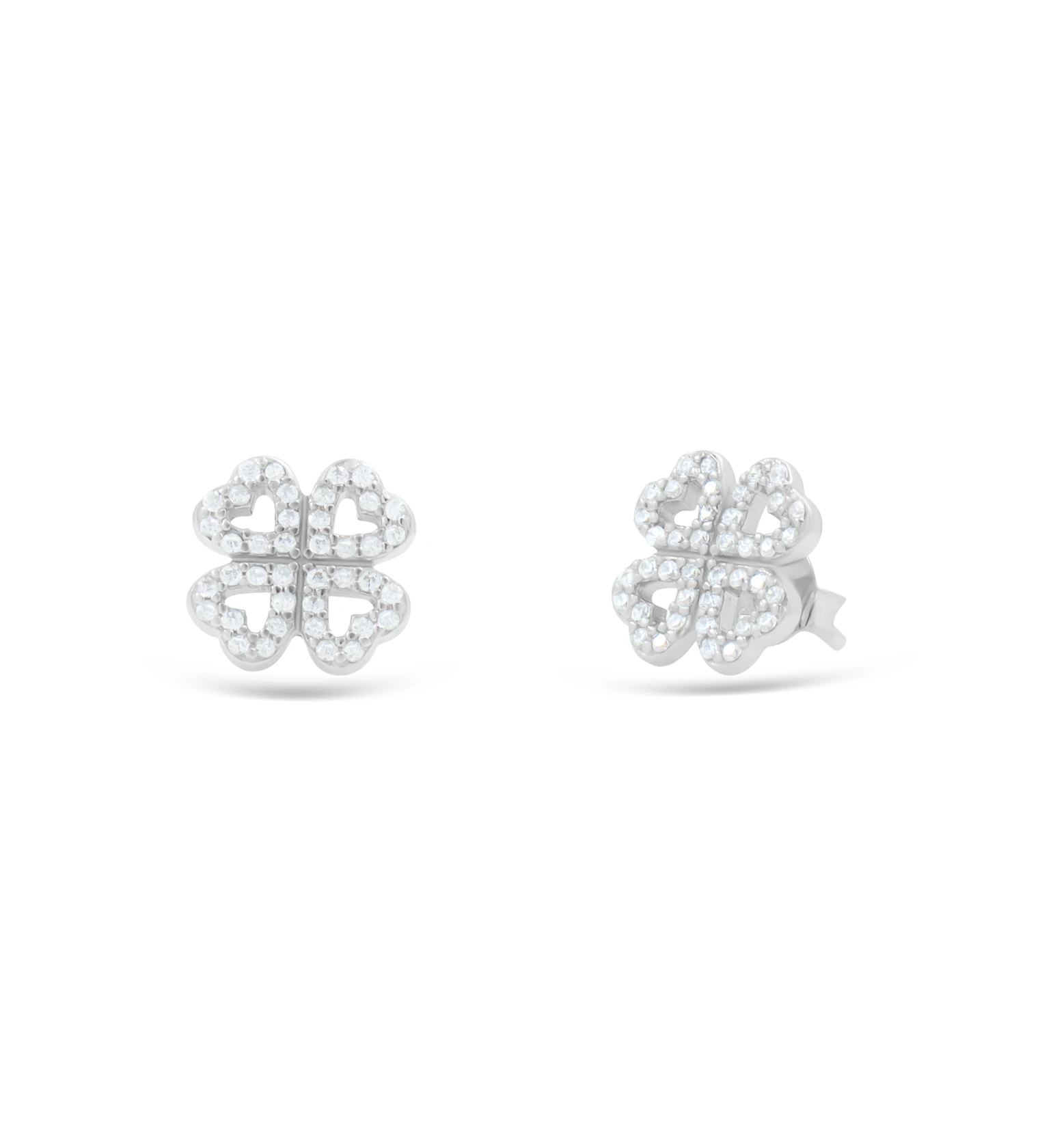 Four Leaf Sparkle Studs Earrings