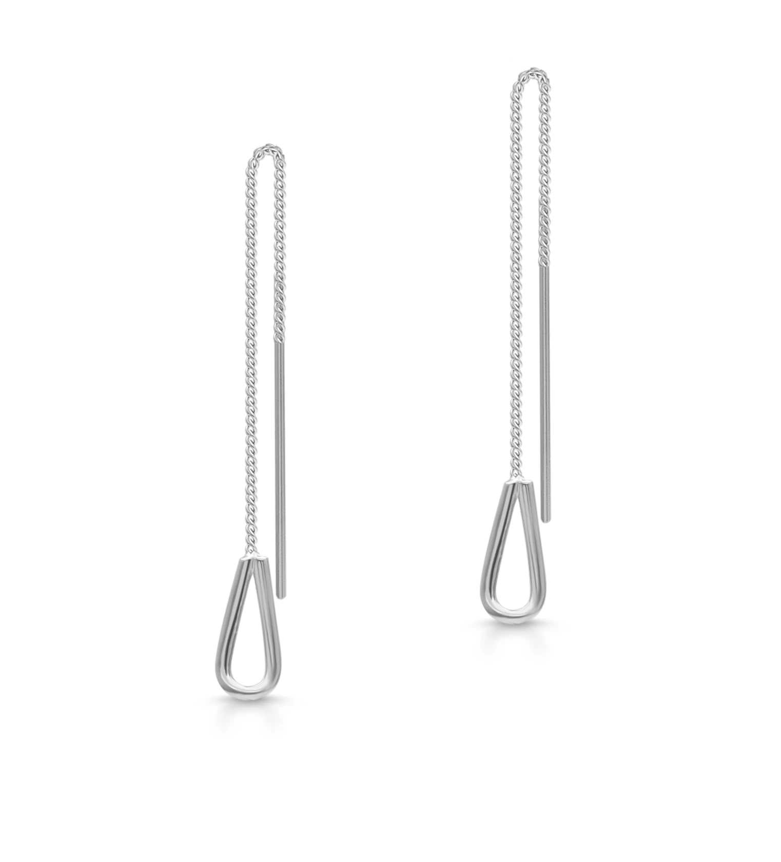 Silver Dew Drop Threader Earrings